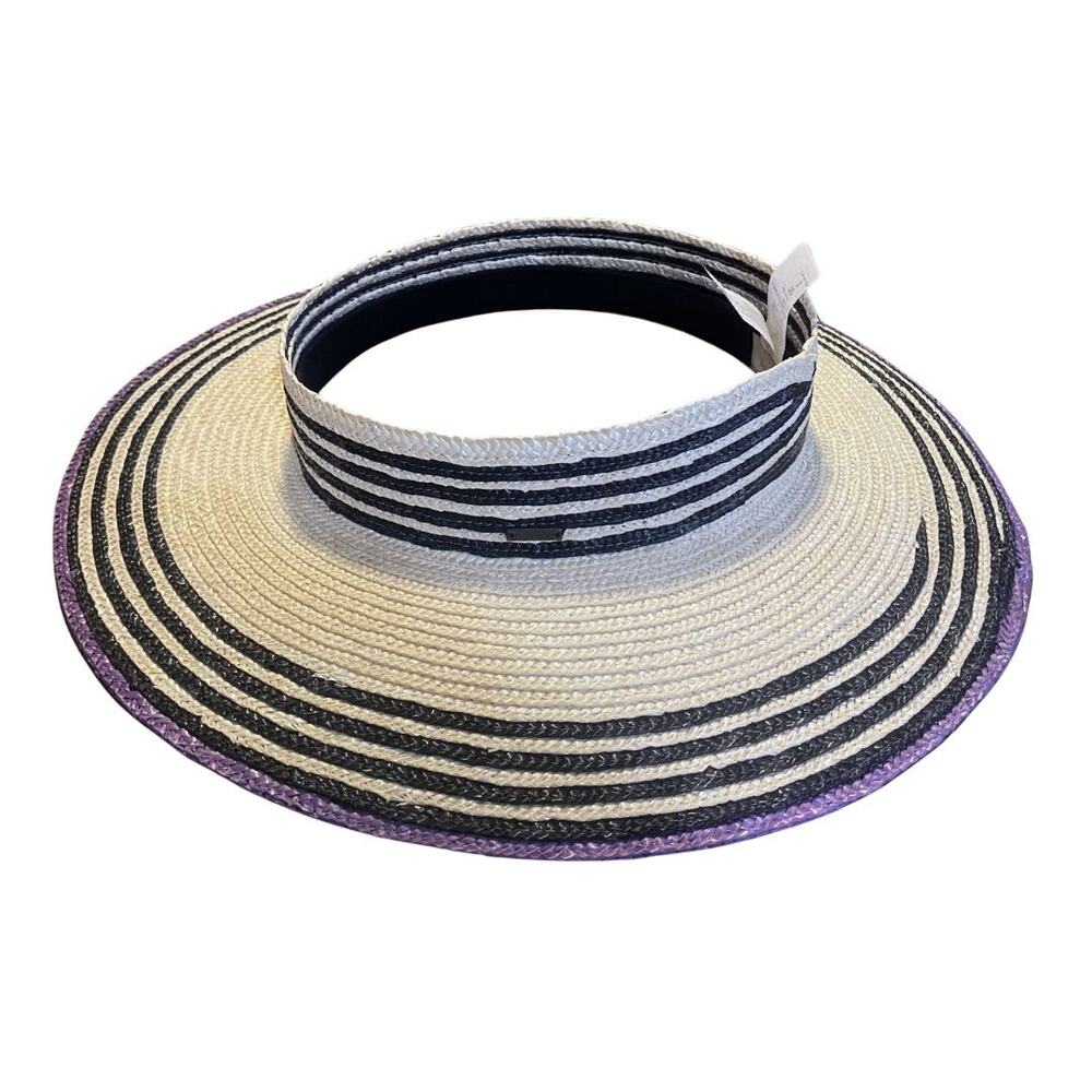 Brixton Joanna Multicolor Visor Woven Straw Sun Hat NWT Adjustable Size Medium